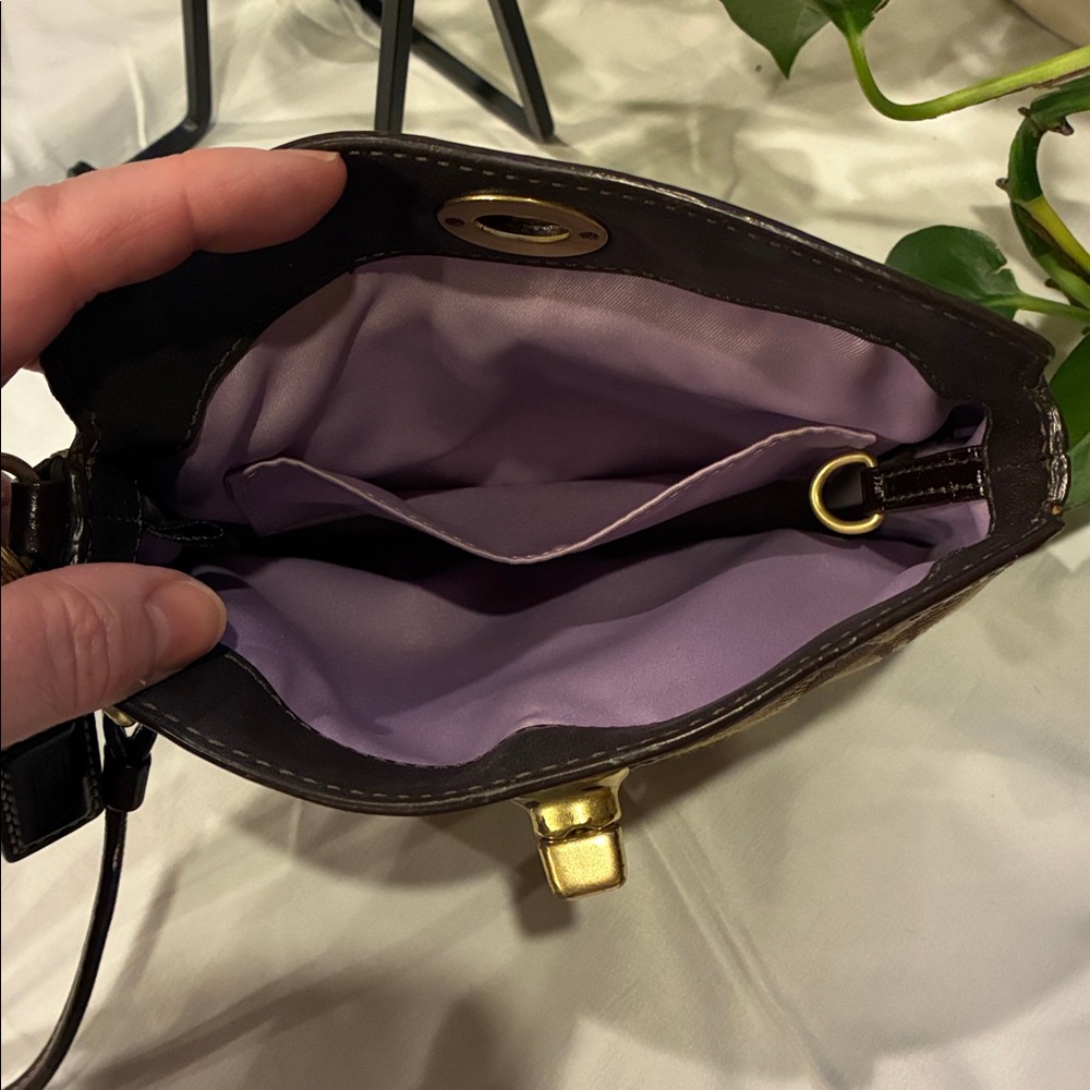 Coach Signature Turnlock Large Brown Wristlet with Leather Trim (ABBA) - Picture 9 of 12